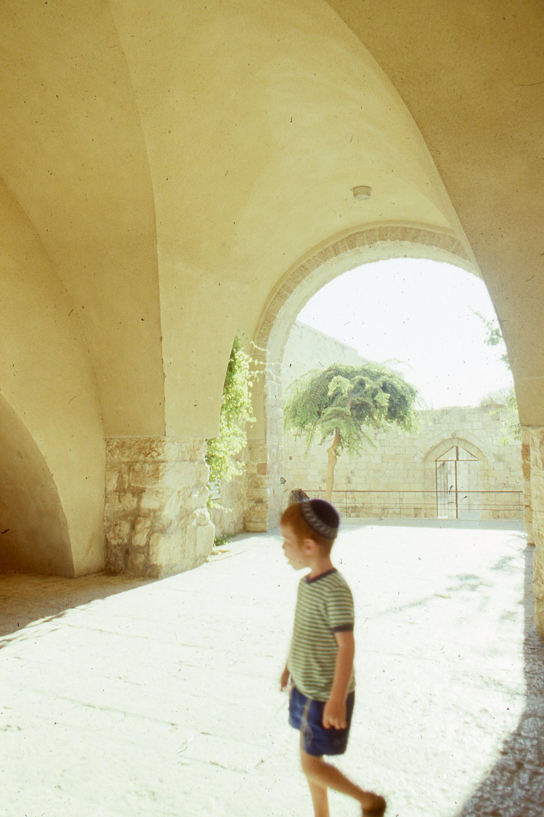 A young boy in Jerusalem's Old City, near the Temple Mount